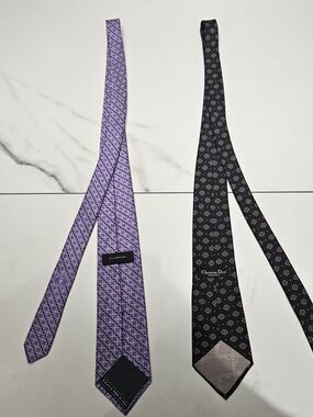 Christian Dior Black/ Emeneglido Zegna Purple Silk Ties - Set of 2
